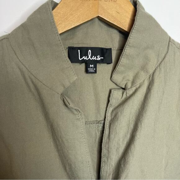Lulus Your Lucky Day Olive Green Short Sleeve Culotte Jumpsuit Size Medium - Picture 4 of 7